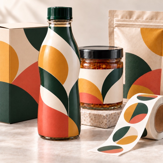 Examples of packaging products including shrink sleeves, labelled containers and cartons